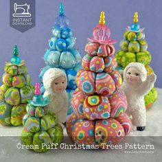 DIY Mini Fabric Christmas Trees Pincushion Tutorial - PDF Sewing Pattern - La Todera Christmas Sewing Ideas, Christmas Trees Pattern, Diy Pincushion, Pincushion Tutorial, Pin Cushions Patterns, Fabric Christmas Trees, Cream Puff, Fabulous Diy, Ornament Tutorial