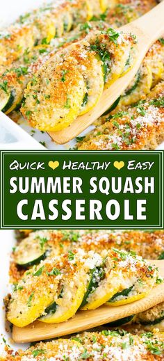 healthy summer squash casserole with parmesan cheese and fresh herbs on top