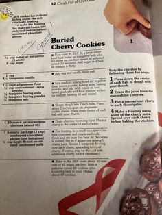 a recipe book with instructions on how to bake chocolate covered cookies and other treats