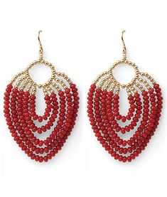 two pairs of red beaded earrings