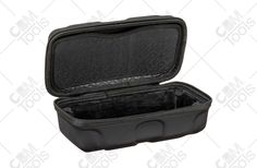 an empty black case with the lid open