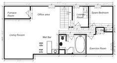 the floor plan for a small house with two bathrooms and an upstairs bathroom, which is also