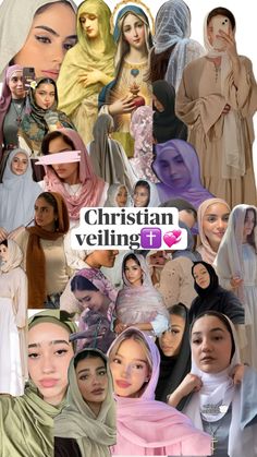 a collage of people with headscarves and veils