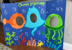 two birthday cards made to look like sea animals