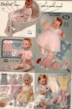 an advertisement for baby doll clothes from the 1950's and early 1960s's