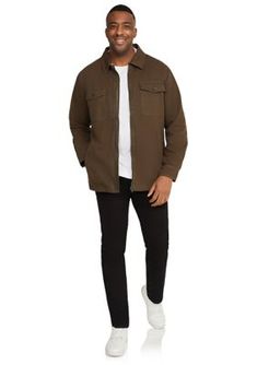 Layer up in cool style in this herringbone shacket from Johnny Bigg. | Johnny Bigg Men's Big & Tall Owen Herringbone Shacket, L Long Conference Wardrobe, Men's Casual Style, Autumn Fashion Casual, Big Men, Style Fall, Mens Big And Tall, Big & Tall, Men's Casual, Herringbone