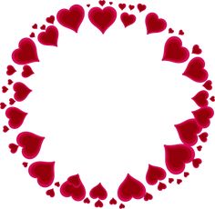 red hearts arranged in a circle on a white background