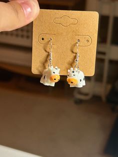 lightweight Mini Cow Earrings!  Fun Little Moo Cows on Hook Earrings Casual White Drop Earrings, Cute White Hoop Earrings, Casual White Nickel-free Earrings, Casual Nickel-free White Earrings, Diy Cow Earrings, Pink Cowprint Earrings, Strawberry Cow Earrings, Cow Necklace Jewelry, Bull Earrings