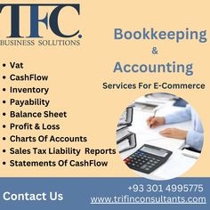 Our Services Can Help You in Bookkeeping
Cash Flow
Inventory
PayabilitY
Balance Sheet
Profit & Loss
Charts of Accounts
Sales Tax Liability Reports
Statements of Cash Flow
Each of these services plays a vital role in maintaining accurate financial records of your business. Balance Sheet, Amazon Fba, Sales Tax, Business Solutions