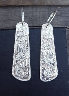 Engraved Sterling Silver Drop Earrings, Traditional Silver Etched Earrings, Traditional Etched Silver Earrings, Artisan Sterling Silver Etched Earrings, Artisan Etched Sterling Silver Earrings, Silver Etched Earrings As A Gift, Silver Engraved Earrings For Gift, Silver Etched Earrings For Gifts, Artisan Engraved Drop Earrings