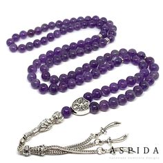 Real Amethyst Gemstone, Islamic Prayer 99 Beads, Tasbih, Tesbih, Misbaha, Tasbeeh, Sibha, Rosary, Tasbih 99, Tasbih Personalized 8 mm, Premium Quality Aspida Gem Jewelry serve to top jewelry gifts for men and women. If you need unique gifts for girlfriend or boyfriend at anniversary or birthday, we present to you exclusive unique gifts ideas. You can choose the number you want from the photo showing tassel options or you can use 3 letter on tassel. (X,w,q  we don't have other letters are availab Traditional Gemstone Beads Rosary For Healing, Traditional Rosary With Gemstone Beads For Healing, Adjustable Traditional Rosary With Gemstone Beads, Traditional Gemstone Beads Rosary As Gift, Unique Gifts For Girlfriend, Gem Jewelry, 3 Letter, Islamic Prayer, Wooden Gift Boxes