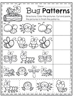 bug patterns worksheet with pictures to help students learn how to write and color