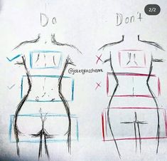 a drawing of a woman's back and side view, with the words do or don't on it