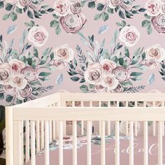 Boho Rose Peel & Stick Wallpaper - Boho Rose, gender_girl, Theme_Boho Nursery Accent Walls, Nursery Accents, Usa Wallpaper, Nursery Accent Wall, Dreamy Nursery, Rose Nursery, Wallpaper Nursery, Dream Nurseries, Wallpaper Accent