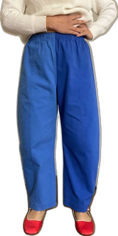 Blue Wide-leg Pants With Contrast Stitching, Blue Wide Leg Pants With Contrast Stitching, Blue Wide-leg Bottoms With Contrast Stitching, Blue Wide Leg Bottoms With Contrast Stitching, Blue Wide Leg Jeans With Contrast Stitching, Workwear Denim Blue Bottoms With Contrast Stitching, Denim Blue Bottoms With Seam Detailing For Work, Cotton Trousers With Contrast Stitching, Blue Pants With Contrast Stitching For Spring