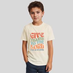 Give Thanks To The Lord Kids Shirt. Base On Psalm 106:1 And Crafted With Ultra-Soft Polyester Fabrics, This Christian Shirt It's Designed To Deliver A Luxurious And Comfortable Feeling All Day Long, Perfect For Every Occasion. Experience The Joy Of Giving With This Timeless Piece. Material: 100% Polyester With A Soft Cotton Feel Fits True To Size Unisex Kids Christian Shirts, Church Tshirt, Christian Kids Shirts, Psalm 106, Joy Of Giving, Give Thanks To The Lord, Thankful Shirt, Church Shirt, Christian Kids