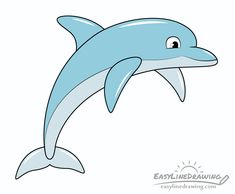 a cartoon dolphin jumping up in the air