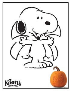 a cartoon dog with a pumpkin in front of it