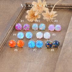 "🌸One of a Kind - Stone Selection and Customization Are Available. **All jewellery are handmade and shipped in Australia. If you don't like the stone in the picture, please contact me to get the custom service. 🌸Item Details: Main Stone: 6mm Lab Opal, Round Metal Choice: 10K/14K/18K Solid Gold (Rose, White, or Yellow) or Platinum 🌸Service Available: Personalized / Rush Order / Engraving / Gift Box Upgrade / Payment Plan / Size Upgrade / CAD & Wax Model / Return & Refund (with conditions) 🌸Order & Rush Order: Every single piece of AUSGEMSCo jewellery is made to order, and our standard production time is 2 to 3 weeks from time of purchase. Orders placed during the holiday season are subject to revised production timelines - please refer to our shop announcement for updates. AUSGEMSCO als Multicolor Birthstone Earrings For Gift, Handmade Multicolor Earrings For Anniversary, Multicolor Nickel-free Jewelry For Anniversary, Hypoallergenic Multicolor Round Jewelry, Opal Stud Earrings, Rainbow Opal, Mini Studs, Opal Earrings Stud, Opal Studs