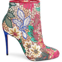 Christian Louboutin Miss Tennis Floral-Embroidered Mesh Booties Pump ***Absolutely Stunning In Every Way!*** Size: Eu 38.5 , Runs Small, Please Know Your Size With Cl Color: Multicolor Brilliant Floral Embroidery Covers Elegant Mesh Booties Self-Covered Stiletto Heel, 4" (100mm) Mesh Upper Almond Toe Side Zip Leather Lining And Sole Made In Italy Brand New, Original Box, Dust Bag. This Authentic Cl Booties Is 100% Guaranteed Authentic. You Will Receive The Actual Item Shown In Item Images. Spring Floral Embroidered Multicolor Boots, Pink Embroidered Boots For Spring, Pink Embroidered Spring Boots, Spring High Heel Boots With Floral Embroidery, Multicolor Floral Embroidered Round Toe Boots, Multicolor Floral Embroidery Boots With Round Toe, Multicolor Embroidered Boots, Embroidered High Heel Boots For Spring, Blue Embroidered Boots For Spring