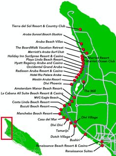 a map showing the locations of various beaches and hotels in florida, including key west