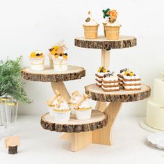 15inch Tall 4-Tier Natural Farmhouse Style Wood Slice Cupcake Stand Holder Rustic Dessert Display, Wood Slice Cake Stand, Rustic Cake Stand Wood, Wooden Cupcake Stands, Rustic Cupcake Stands, Wood Cupcake Stand, Natural Farmhouse, Rustic Cupcakes, Cupcake Display Stand