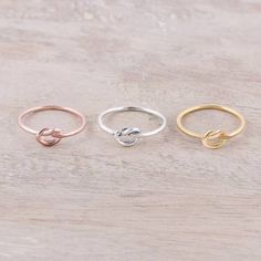 Sterling silver and gold plated band rings, 'Heavenly Knots' (set of 3) - #Gold Plated #RoseGold and #SterlingSilver Band #Rings #rosegoldrings #rosegoldjewelry #goldjewelry #goldplated Silver Rings For Best Friend, Rings For 3 Best Friends, Cute Rings Matching Set Of 2, Bff Rings 3, Best Friends Rings, 3 Bff Rings, Best Friend Ring, Friends Rings, Friend Ship Rings For 3