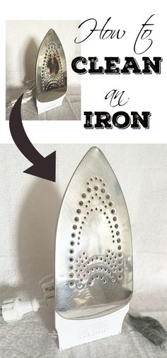 an iron is shown with the words how to clean my iron in black and white