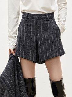 MO&Co.Women Wool Striped Shorts with Pockets Features : - Wool textured- Pleated shorts- High waist and side pocketsCode : MBB4SOTT02The length of size M is 35.5cm MATERIALS & CARE : Material: 100% WoolDo not wash, do not bleachHang to dry, do not tumble dryLow-temperature ironing, professional dry cleaningDo not expose to the sunNote: Snap and dry clean separatelyPlease select your own size in the size chart according to your figure and serve model size as a guideline. Wool Shorts, Micro Shorts, Wool Textures, Pleated Shorts, Denim Flares, Winter Knits, Casual Party, Jeans For Sale, Striped Shorts