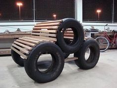 two large tires stacked on top of each other