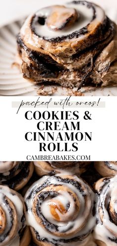 cookies and cream cinnamon rolls in a baking pan. Cookies And Cream Cinnamon Rolls, Oreo Cinnamon Rolls, Cream Cinnamon Rolls, Cinnamon Filling, Fluffy Cinnamon Rolls, Sweet Roll Recipe, Black Cocoa, Breakfast Sweets, Chocolate Sandwich