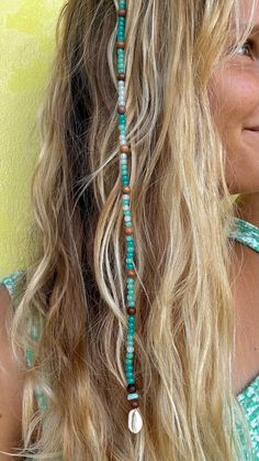 Clip-on hair extension made of beads and shells! Available in multiple color and length options.  Appearance may vary slightly from photos since each piece is custom-made with various beads. Mermaid Hair Extensions, Surfergirl Style, Stunning Hairstyles, Hippie Hair, Penteado Cabelo Curto, Long Blonde, Hair Wraps, Mermaid Hair, Hair Beads