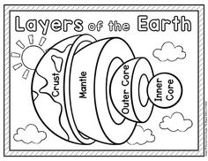 layers of the earth coloring page for kids to print and color with their own name