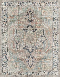 Surya Kemer KMR-2307 Area Rug main image Washable Area Rug, Heriz Rugs, Surya Rugs, Rug Direct, Washable Area Rugs, Brick Red, Green Rug, Home Rugs, Traditional Rugs