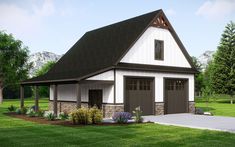 a two car garage is shown in this rendering