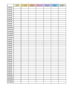 the printable timesheet is shown in this image, it shows time sheets for each