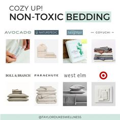 an advertisement for bedding with pictures of different items