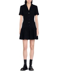 Find SANDRO Raphaelle Tweed Mini Dress on Editorialist. Sandro Raphaelle Tweed Mini Dress.Color:Black.Size:34 FR/2 US.Material:Shell: 49% cotton/25% viscose/20% acrylic/6% polyamide; lining: 100% polyester; fusible interfacing: 100% polyester.Dresses. Fitted Knee-length Tweed Dress For Cocktail, Chic Short Sleeve Tweed Evening Dress, Fitted Tweed Cocktail Dress, Fitted Tweed Dress For Cocktail, Fitted Tweed Dress For Cocktail Occasions, Black Tweed Office Dress, Black Knee-length Tweed Dress For Evening, Chic Tweed Mini Dress With Short Sleeves, Black Fitted Mini Tweed Dress