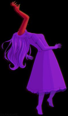 a drawing of a woman in purple dress with long hair and a red crown on her head