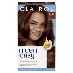 PRICES MAY VARY. Get permanent, silky, natural looking color with Clairol Nice'n Easy 5RB Medium Reddish Brown. Creates 3 salon tones and highlights in 1 simple step using Color Blend technology Covers 100% of grays with complemenatary highlights and lowlights for an authentic look Our breakthrough non-drip Color Care permanent cream has conditioners built into every step to make your hair soft and shiny One hair color application kit: ColorBlend Formula, ColorBlend Activator, CC Plus ColorSeal Medium Reddish Brown Hair, Medium Reddish Brown Hair Color, One Hair Color, Medium Reddish Brown, Reddish Brown Hair Color, Lighten Hair Naturally, Reddish Brown Hair, Brown Hair Color, Caramel Balayage