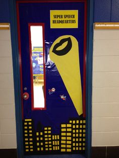 a door decorated to look like a map with the words'super speech beauparties'on it