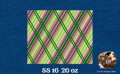 an image of a blue background with pink, green and white plaid pattern on it