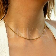 This Gold Rope Chain Necklace is a must for this season! This High quality waterproof necklace is lead and nickel free, hypoallergenic. See my Thicker Rope Chains here:  https://www.etsy.com/listing/1057549430 My 18k Gold-PVD plated necklaces are made to last long. You can wear your jewelry every day, everywhere. --------------------------------- ► PRODUCT DETAILS * Hypoallergenic Stainless Steel expertly plated with a tick layer of 18k real gold  (1micron) PVD coating * Measurements:  - Lengths Hypoallergenic Chain Necklace Gift, Gold Tarnish Resistant Rope Chain Necklace, Dainty Adjustable Rope Chain Necklace Gift, Dainty Rope Chain Necklace With Adjustable Chain, Dainty Rope Chain Jewelry Gift, Trendy Rope Chain Necklace As Gift, Dainty Rope Chain Jewelry As Gift, Dainty Rope Chain Jewelry For Gift, Trendy Rope Chain Necklace For Gift