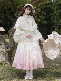 ❤︎China Romantic Embroidery Lace Shawl + Ribbon Top + Skirt + Apron❤︎ Pose Reference Fashion, Ribbon Outfit, Romantic Embroidery, Skirt Apron, Dress Shawl, Ribbon Top, Embroidered Tops, Gothic Skirts, Calligraphy Print