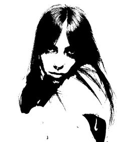 a black and white photo of a woman with long hair