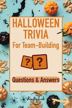 By taking the time out of your busy schedule to incorporate fun team building activities and hosting themed parties and enjoy Halloween or Fall activities, you are letting your team know their experience in your company matters to you. 
This article will feature 40 awesome Halloween trivia questions and answers, including Halloween movie trivia, Halloween pop culture, Halloween traditions, and Halloween Disney trivia! Halloween Trivia Questions And Answers, Team Building Questions, Halloween Pop Culture, Fall Trivia, Halloween Trivia Questions, Corporate Halloween, Team Meeting Ideas, Work Team Building Activities, Ice Breakers For Work