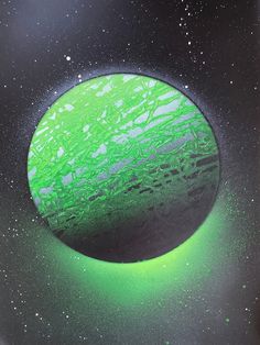 an artist's rendering of a green planet in space