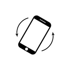 a black and white drawing of a cell phone with arrows pointing to the screen,