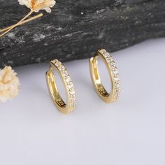 Small Hoop Earrings Hoop Earrings Gold Hoop Earrings Huggie | Etsy Gold Hoop Earrings With Diamond Accents As Gift, Gold Hypoallergenic Hoop Diamond Earrings, Gold Cartilage Earrings With Diamond Accents, Gold Hoop Drop Earrings With Prong Setting, Hypoallergenic Gold Hoop Diamond Earrings, Hypoallergenic Gold Diamond Hoop Earrings, Gold Cubic Zirconia Huggie Cartilage Earrings, Gold Cubic Zirconia Cartilage Earrings, Gold Cartilage Earrings With Diamond Accents As Gift