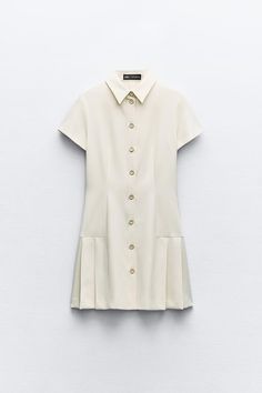 MINI SHIRT DRESS - Ecru | ZARA United States Fantasy Gowns, Mini Shirt Dress, Blazer Dress, Zara United States, Swimwear Accessories, Lapel Collar, Style Ideas, Linen Shirt, Jacket Tops